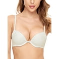 thumbnail image 4 of Deyllo Women's Plunge Super Padded Push Up Underwire T Shirt Bra, Ivory 34D, 4 of 7