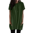thumbnail image 2 of ZHOGXU Women's Hooded Top With Pockets Short Sleeve Drawstring Solid Color Comfortable Fashion T Shirt For Casual Daily Wear,Army Green,L, 2 of 7