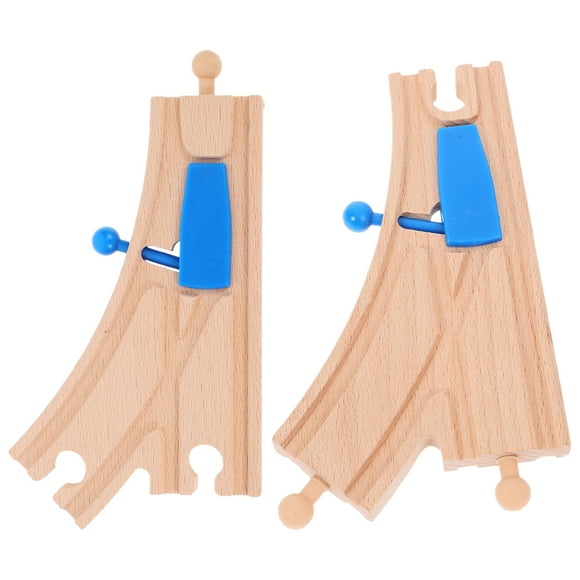 2 Piezas Accesorios de Vías de Tren de Madera para Juegos de Trenes de Madera Vía de Cambio Curvo para Juego de Trenes para Niños Pequeños Ideal para Crear Diseños de Escenas de Vías