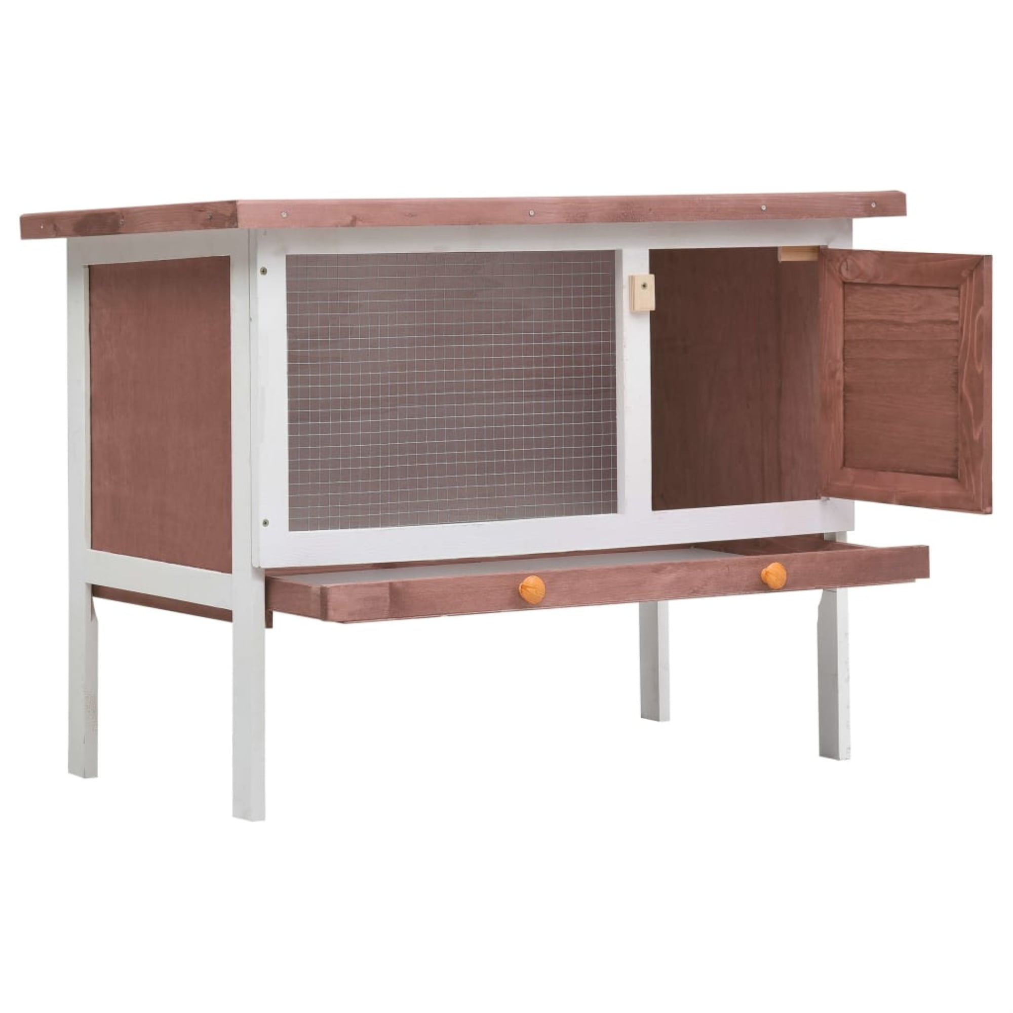 Casafoyer Outdoor Rabbit Hutch 1 Layer Brown Wood