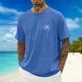 thumbnail image 2 of Men's Palm Tree Print Raglan Sleeve T-Shirt, Summer Island Graphic Tee, Casual Cotton Crew Neck with Tropical Style, 2 of 4