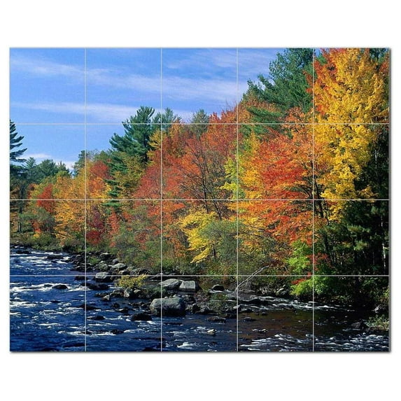 River Scene Ceramic Tile Mural Kitchen Backsplash Bathroom Shower, 405756-S54