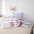 thumbnail image 6 of jejeloiu Cartoon Cute Floral 7pcs Bedding Comforter Set,Kawaii Flowers Blossom Queen Bedding Sets,Pink Blue White Queen Sheet Sets For Girl,Ultra Soft Home Decor Reversible, 6 of 8