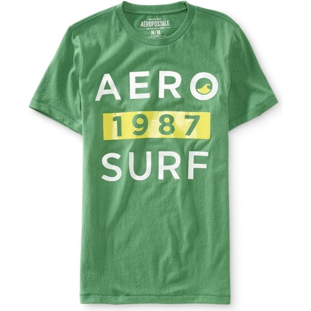 Aeropostale 1987 Surf Graphic playera para hombre, verde, XS Aeropostale Camiseta gráfica