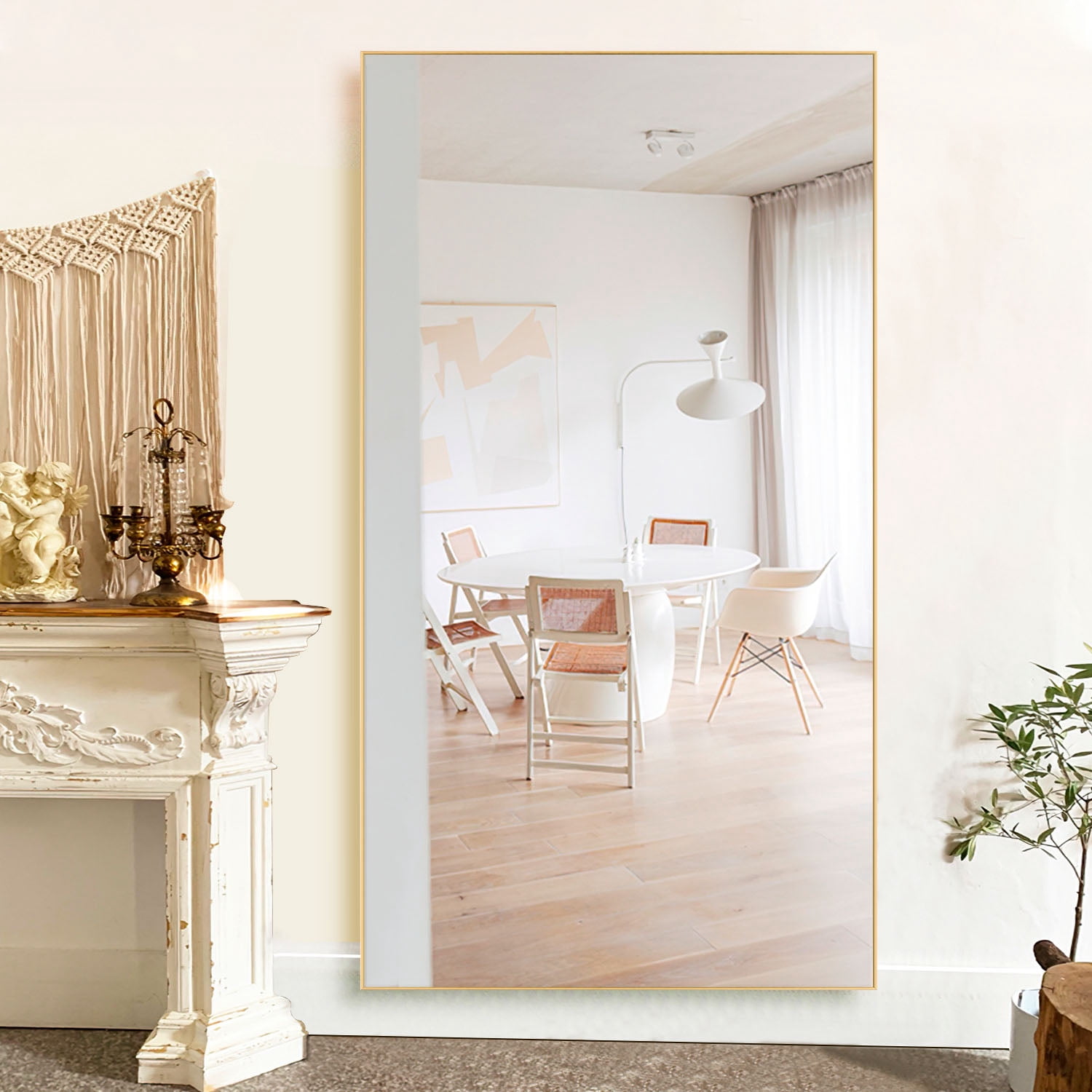 71" x 1.6" Gold Classic Floor Mirror
