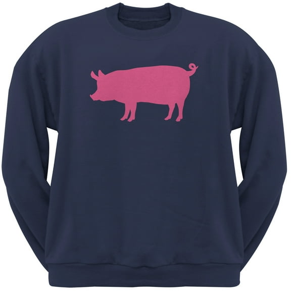 Pink Pig Silhouette Navy Adult Sweatshirt - 2X-Large