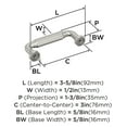 thumbnail image 4 of Amerock Cowrie 3 inch (76mm) Center-to-Center Satin Nickel Cabinet Pull, 4 of 5