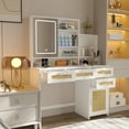 thumbnail image 5 of Makeup Vanity Desk With Lights, 3 Lighting Colors, Cosmetic Mounted Rattan Desk With Openable Mirror, 4 Drawers, 1 Cabinets And Shelves, Make Up Desk For Bedroom, 5 of 9