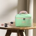 thumbnail image 6 of 1Pc Cotton Makeup Bag Large Travel Cosmetic Bag Aesthetic Cute Plaid Pattern Makeup Bag for Women Green, 6 of 7