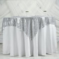 thumbnail image 3 of Balsa Circle 60" x 60" Silver Sequin Square Table Overlays Wedding Catering Tablecloth Linens, 3 of 8