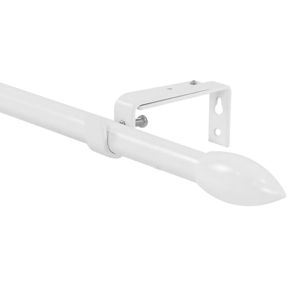 Urbanest Adjustable Single Curtain Rod Set Bullet Finials – 5/8-Inch Diameter, With Glossy White Rod, 48–84 Inches