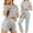 Gray, variant on Ruimatai Women's Pajama Set 3PCS Casual Sleepwear Short Sleeve Top with Shorts and Pants Soft Comfortable Home Lounge Wear