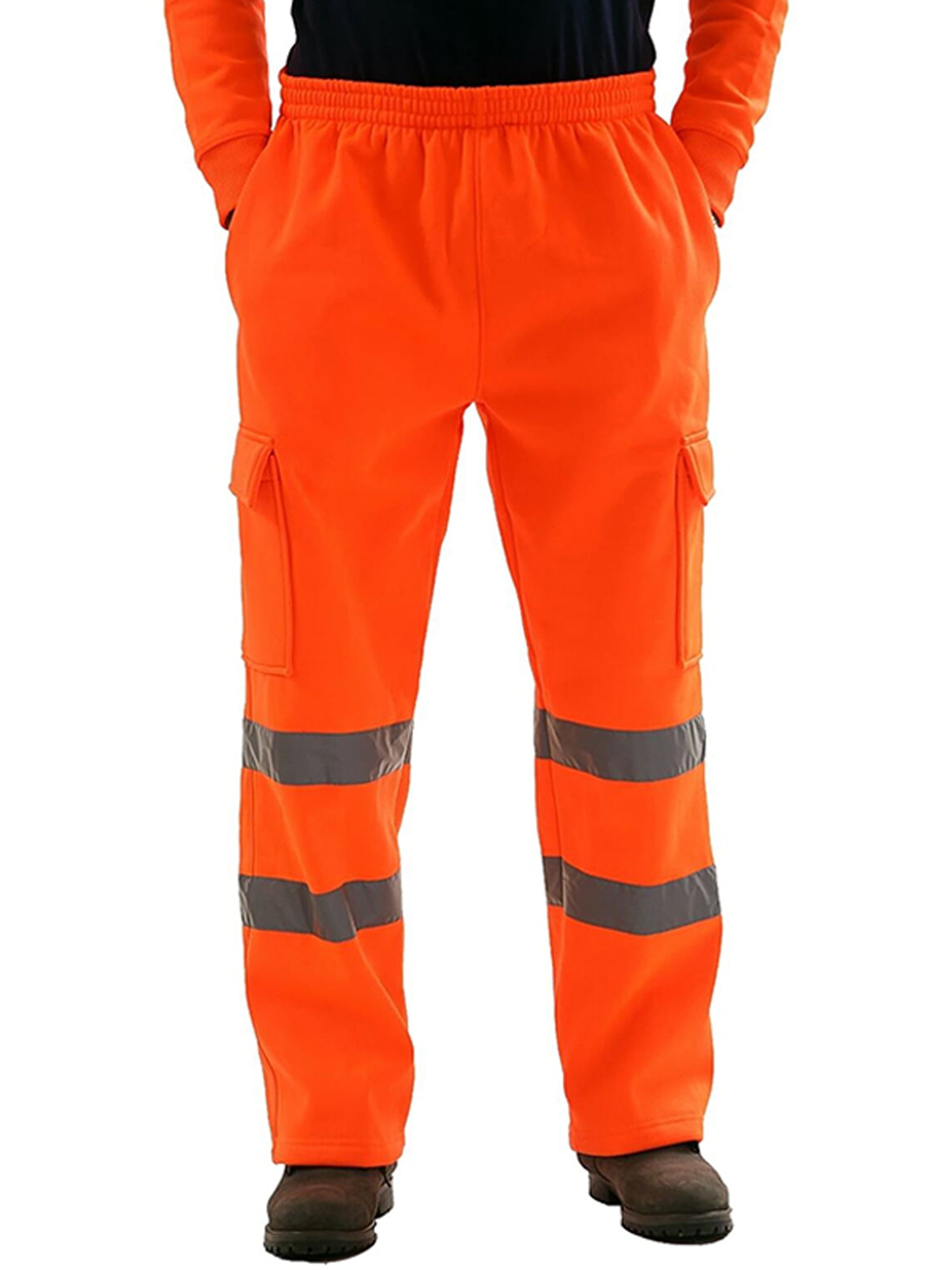 Hi Viz Vis High Visibility Trousers Cargo Work Jogger Jogging Pants Bottoms NEW 