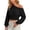 Black-1, variant on Off the Shoulder Sweatshirt for Women Cinched Waist Oversized Long Sleeve Crop Pullover Y2K Fall Workout Tops