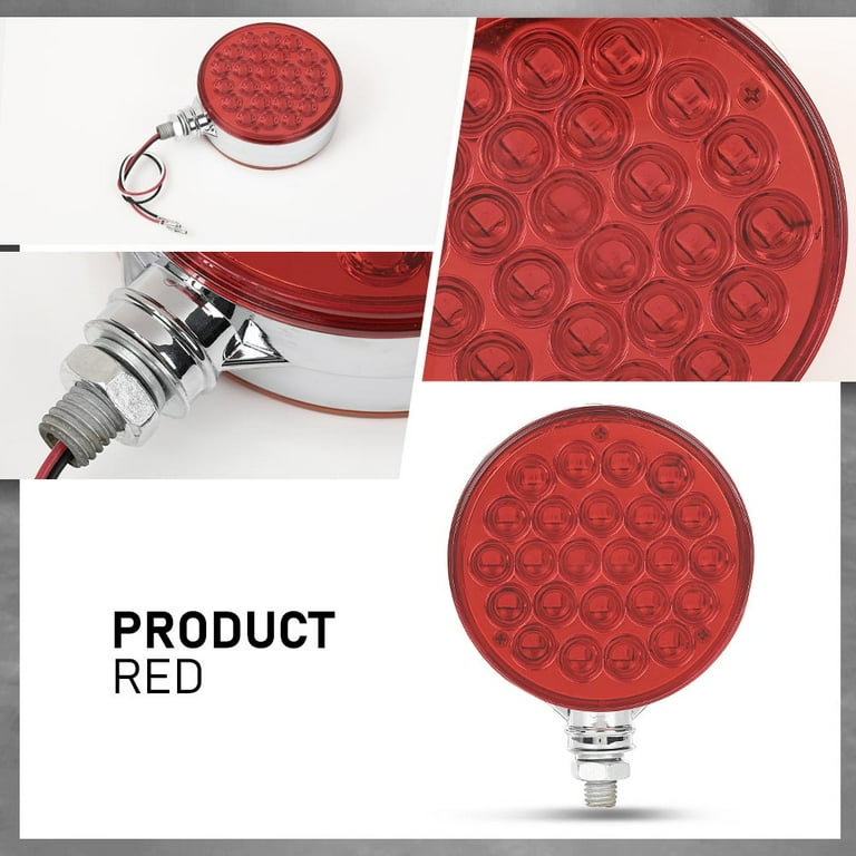 4" 2X Round Double LED Face 48 Pedestal Fender Brake Turn Signal - Foto 9