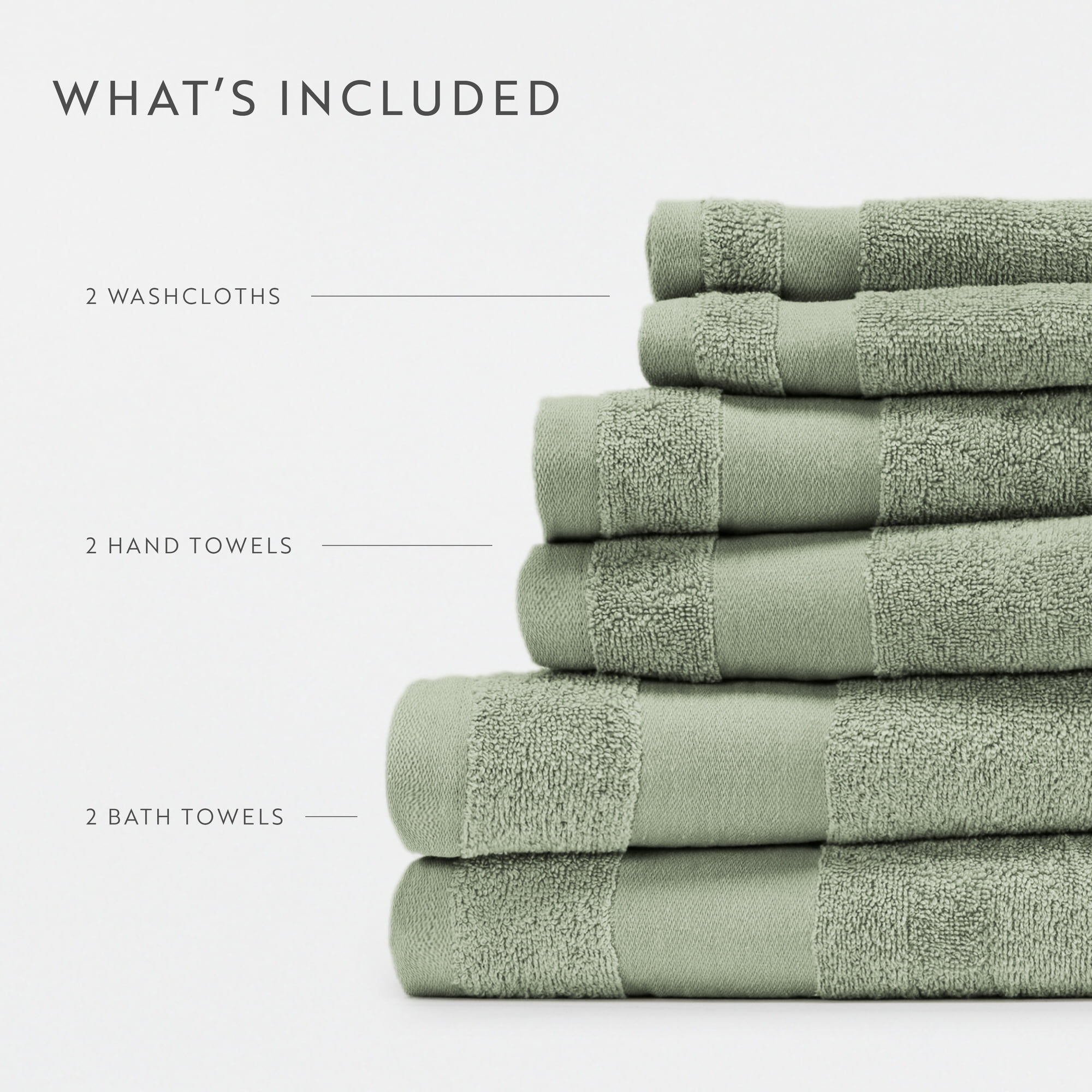 Noble Linens 6 Piece Essential Cotton Bath Towel Set