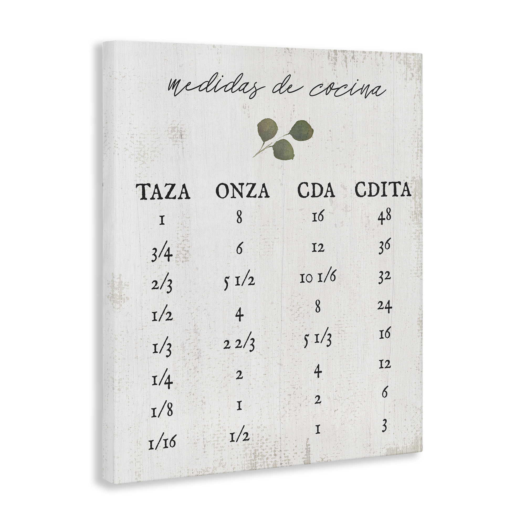 Stupell Industries Tabla de Medidas de Cocina Charts and Diagrams Painting Wrapped Canvas Art Print Wall Art, 24 x 30