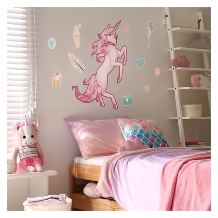 Wall Palz Pink Unicorn Wall Decal - Unicorn Bedroom Decor with 3D ...