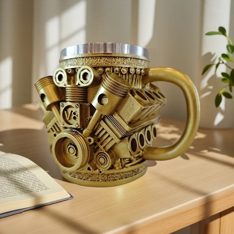 Kumdkd V8 Engine Mug - 12oz Stainless Steel Coffee Cup with 3D Car