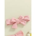 thumbnail image 5 of CIYCuIT 3M 6M 12M Baby Girl Footless Jumpsuit Solid Color Ruffles Long Sleeve Rompers with Headband 2Pcs Outfits Newborn Infant Casual Daily Clothes, 5 of 8