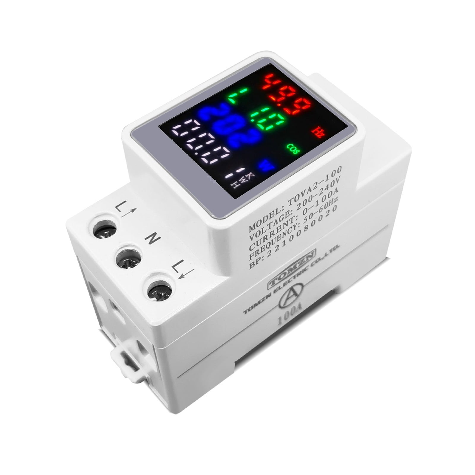 4IN1 Din Rail AC 100A Voltage Current KWH Electric Energy Monitor Meter Voltmeter Ammeter Wattmeter ,Easy to Install