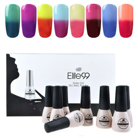 Elite99 8 pcs Temperature Color Changing Gel Nail Polish Gift Set C044,Soak Off UV LED Nail Polish Nail Art Color Collection,7ml Long Lasting
