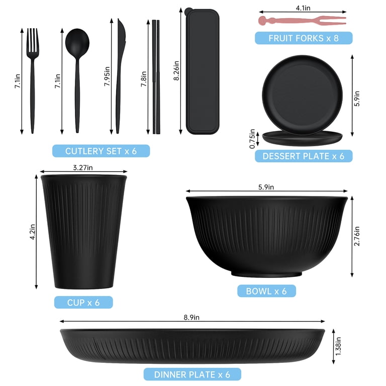 GPED Wheat Straw Dinnerware Set, 68 Pcs, Unbreakable, Lightweight
