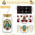 thumbnail image 2 of UV DTF Cup Wrap - 14 Sheets Guadalupe UV DTF Cup Wraps for 16 oz Glass Religious Catholic Uvdtf Decals Flower Personalized Rub on Transfer Topper Stickers for Cup Lids, 2 of 5
