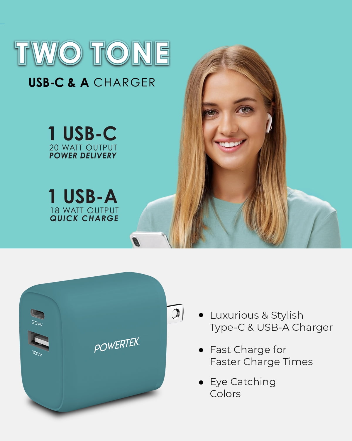 Powertek Fast Charging Smartphones Single Charger