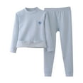 thumbnail image 2 of CUZIBR Kids Loungewear Outfits Classic Crewneck Long Sleeve Pullover Top And Pant Comfortable Sleepwear Set Cozy Home Outfit Breathable Stylish Sports Suit Streetwear,Sky Blue,6-7 Years, 2 of 3