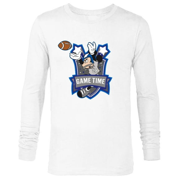 Disney Mickey Mouse #28 Game Time Football Catch Sports - Long Sleeve T-Shirt for Men - Customized-White