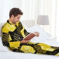 thumbnail image 6 of Hirioo Geometric Pattern with Bee for Men's Pajama Sets 2 Piece Pjs Men's Long-Sleeved Pajama Set Button Down Sleepwear,S-XXL-Large, 6 of 7