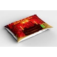 thumbnail image 2 of Ambesonne Burgundy Pillow Sham, Happy Birthday Cake, 26" X 20", Red and Burgundy, 2 of 2