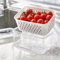 thumbnail image 4 of 850ml Refrigerator Drainable Fresh Keeping Container Freezer Safe Vegetable Fruit Storage Box with Double Layer Design Food Grade Plastic Kitchen Crisper, 4 of 7