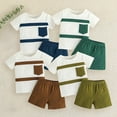 thumbnail image 4 of TAIAOJING Boys' Shorts Set Outfits Summer Toddler Boys Short Sleeve Patchwork Color Pocket Tops Shorts Two Piece Outfits Set For Kids Clothes For 12-18 Months, 4 of 5