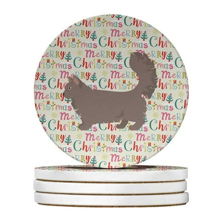 

Carolines Treasures WDK2641RCS4 4 x 4 in. Unisex Skookum No.2 Cat Christmas Large Sandstone Coasters - Pack of 4