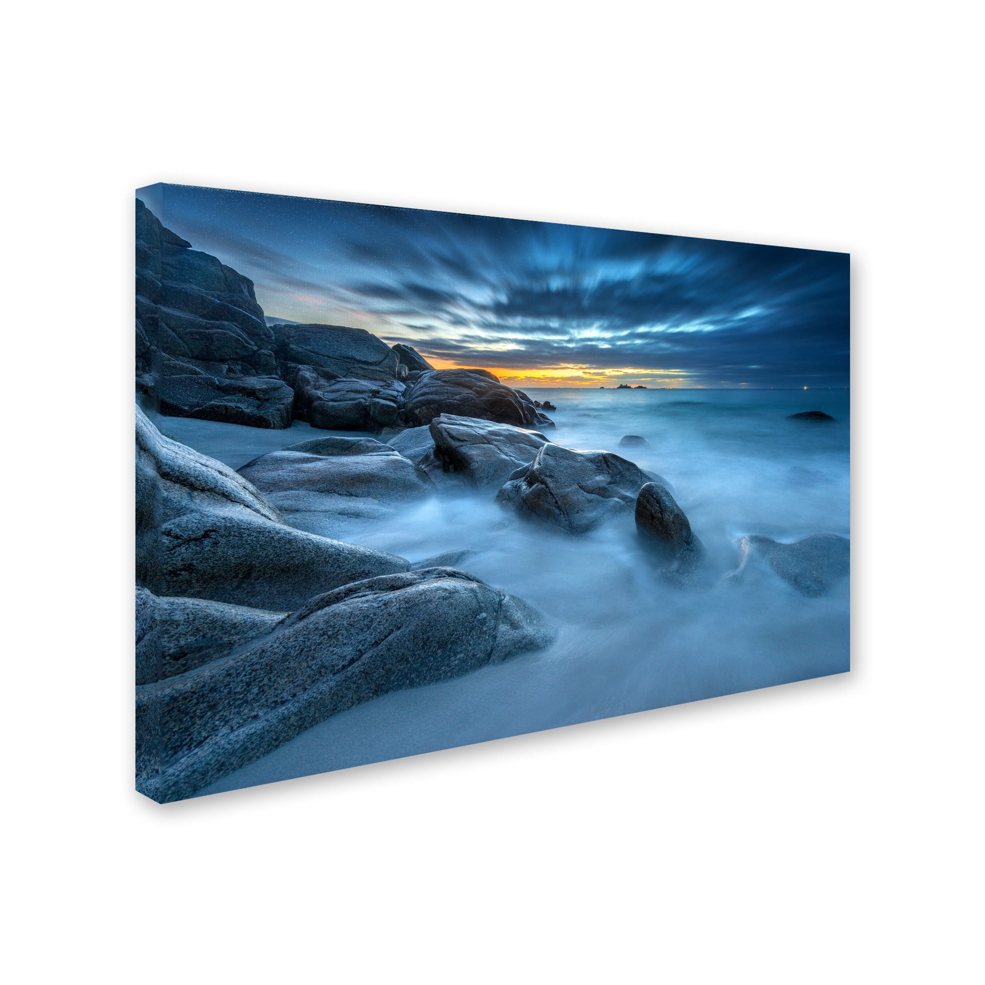 Trademark Fine Art Mathieu Rivrin 'Blue Hour for a Blue Ocean' 12 x 19 (RV0033-C1219GG)