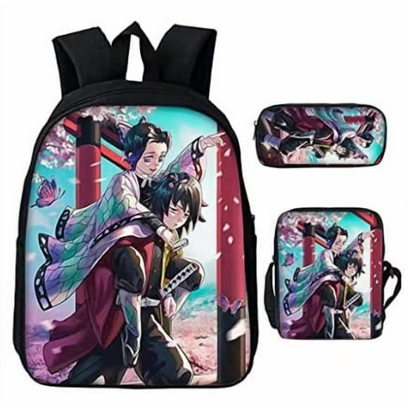 3D Demon Slayer Backpack Cartoon Backpack Three-Piece Printing