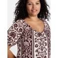 thumbnail image 4 of Terra & Sky Women’s Plus Printed Swing Mini Swing Dress with Tie Back, Sizes 0X-5X, 4 of 5