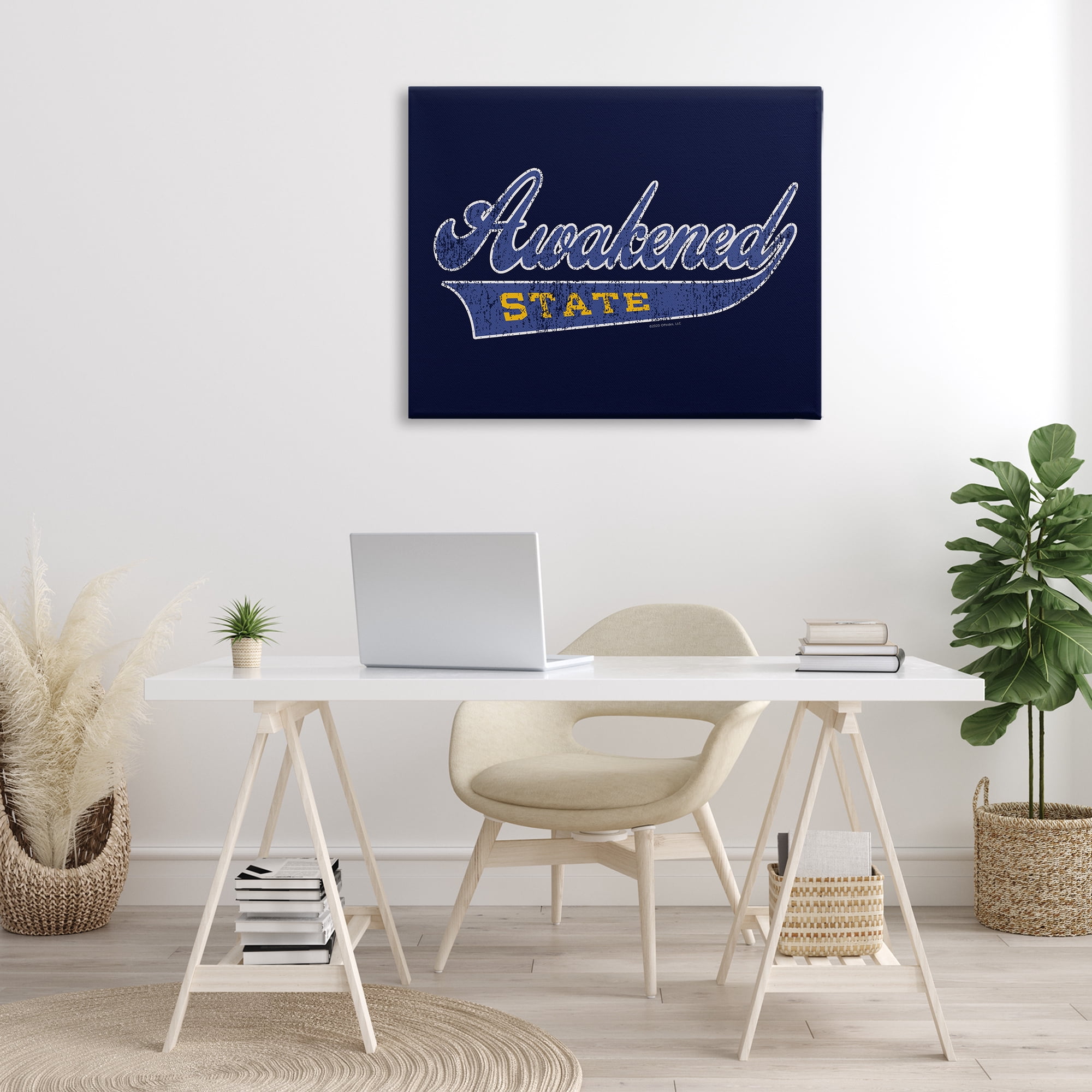 Stupell Industries Awakened State Varsity Novelty & Humor Painting Wrapped Canvas Art Print Wall Art, 40 x 30