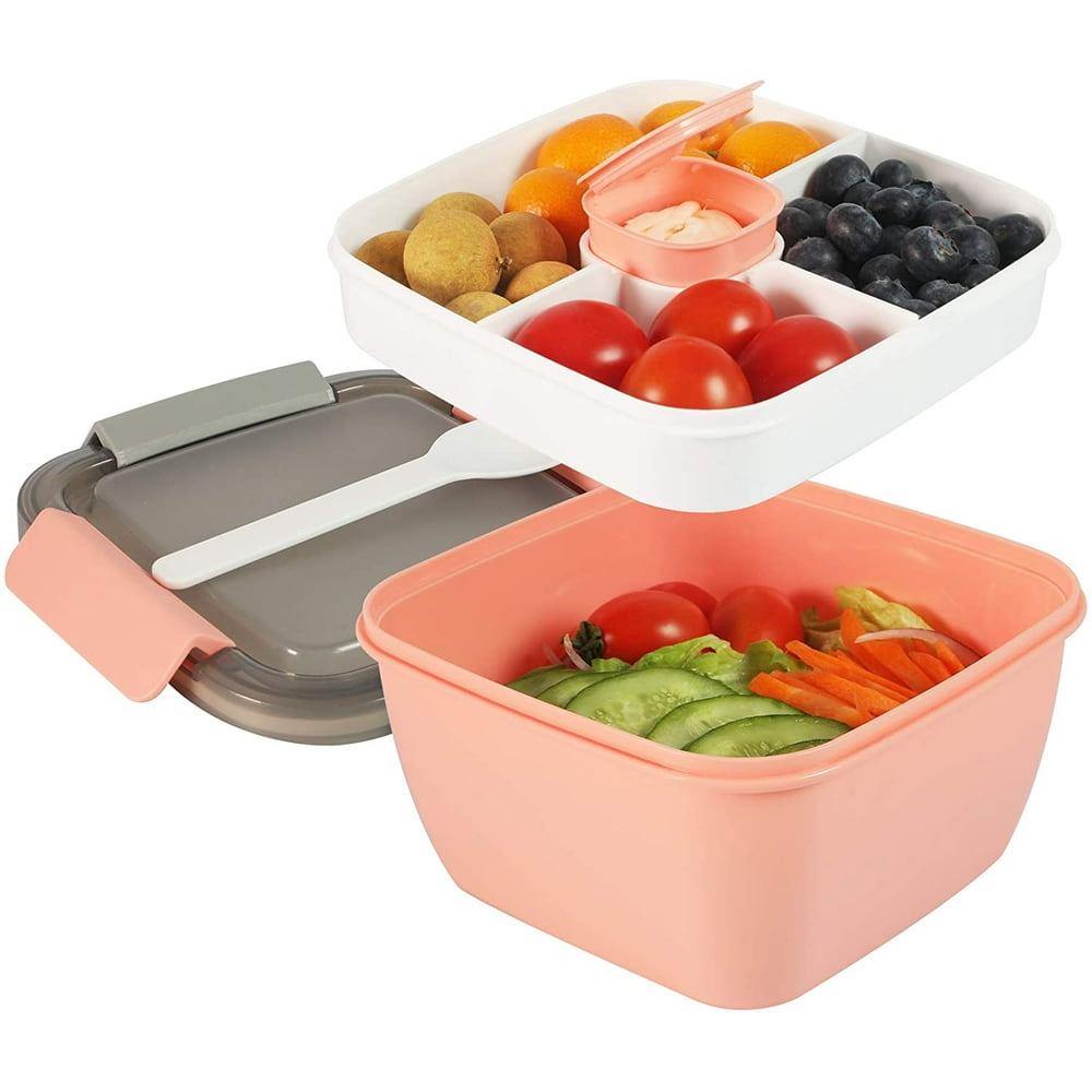 salad containers with dressing compartment