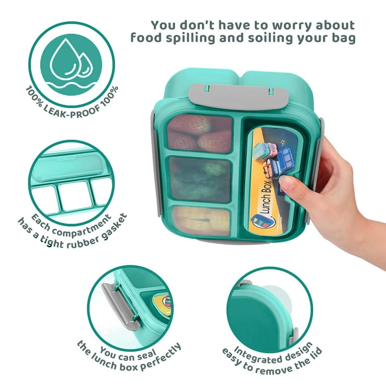 Large Bento Box Lunch Containers Adult Kids Toddler Lunchable Container for  Daycare Snack Snackle Box Container 1300 ml - 4 Compartments & Fork , Leak  - Proof ， Microwave Dishwasher Freezer Safe 