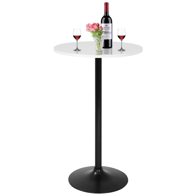 NiamVelo Round Bar Table 40"Height Pub Table with Metal Base& MDF Tabletop Cocktail Table for Bistro, Home, Kitchen or Dining Room (White)