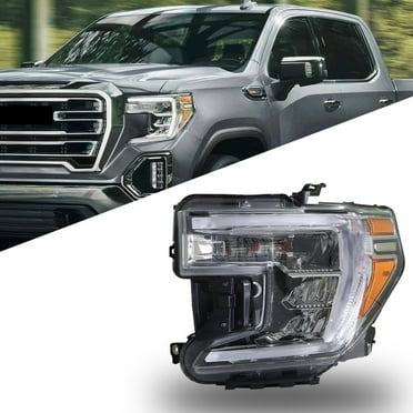 OTTULUR Headlight For 2019-21 GMC Sierra 1500 Halogen w/ DRL Chrome Housing Left