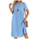 thumbnail image 4 of Vestido de playa informal de verano para mujer, cuello redondo, manga corta, largo medio, corte A - Poliéster, dos bolsillos laterales, cinturón, disponible en tallas S-XXXL, 4 of 8