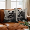 thumbnail image 3 of Funny Animal Throw Pillow Cover Dairy Cow Sitting on Toilet Playing Phone Cotton Linen Cushion Cover Throw Pillow Case with Invisible Zipper for Couch Sofa Bed Chair Car 26x26 Inch, 3 of 9