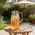 thumbnail image 4 of Plastic Beverage Pitcher with Wooden Lid - Diamond Pattern Material High Temperature Proof for Bar & Restaurant Use Ergonomic Handle, Clear, JKODE, 4 of 7