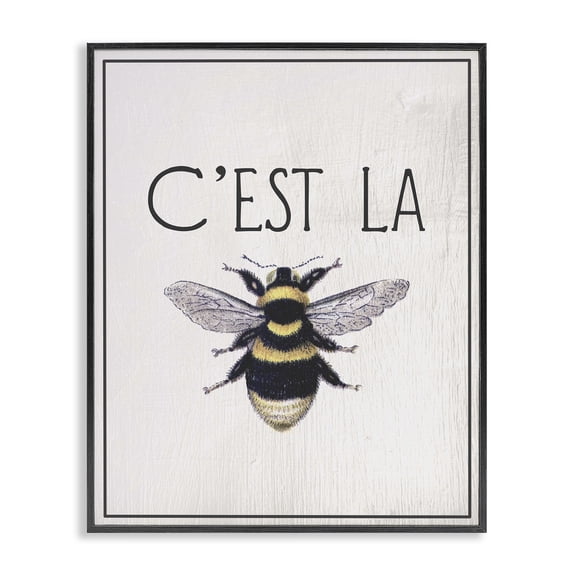 Stupell Industries Farmhouse French Bee Phrase Black Framed Giclee Art, 11 x 14, by Lil' Rue