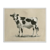 Stupell Industries Minimal Cow Painting Animals & Insects Painting White Framed Art Print Wall Art, 14 x 11