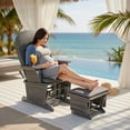 thumbnail image 5 of Demi Bonn Upholstered Glider and Nursing Ottoman, Comfort Rocking Chair with Ottoman, Wood Baby Glider and Ottoman Cushion Set with Padded Armrests for Nursing, Gray, 5 of 8